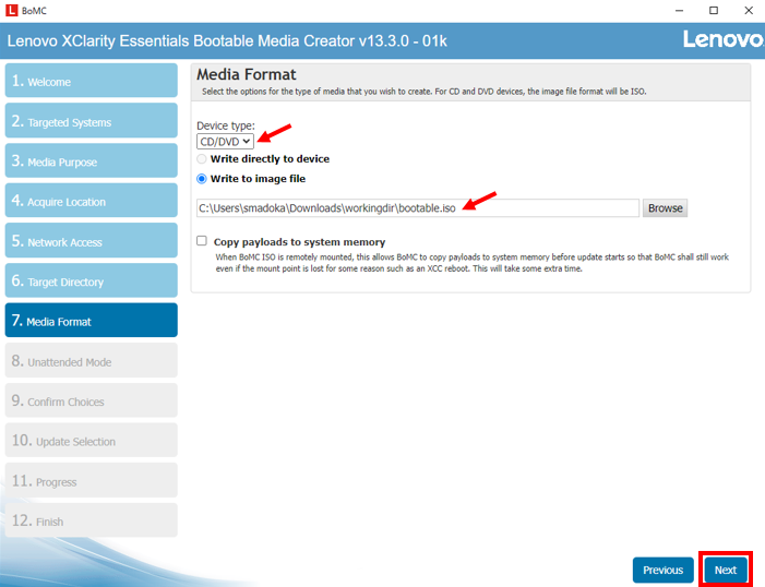 Lenovo XClarity Essentials Bootable Media Creator クイック